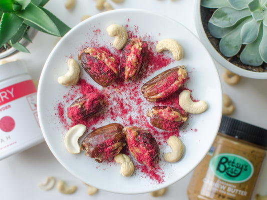 raspberry powder and cashew butter