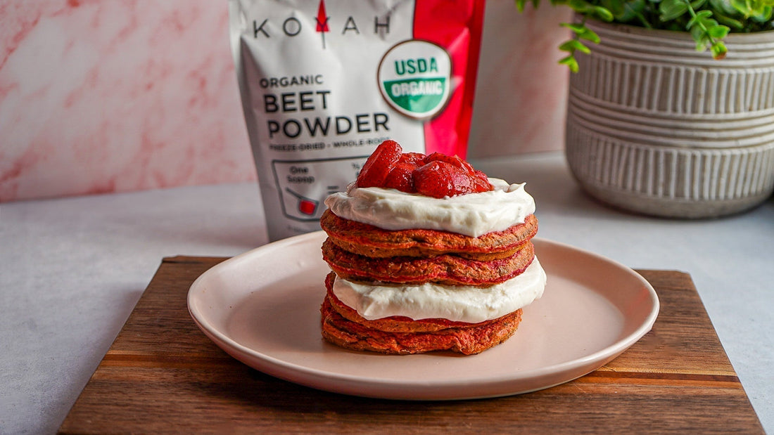 Strawberries and Cream Beet Pancakes