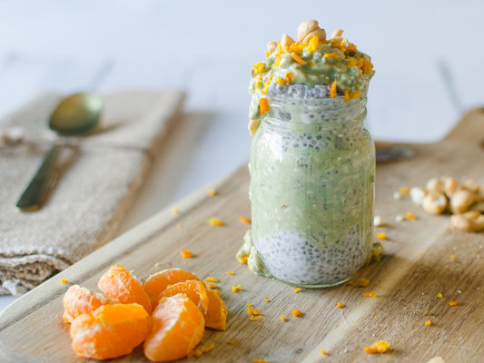 Vanilla Orange Zest Overnight Oats with Broccoli Powder