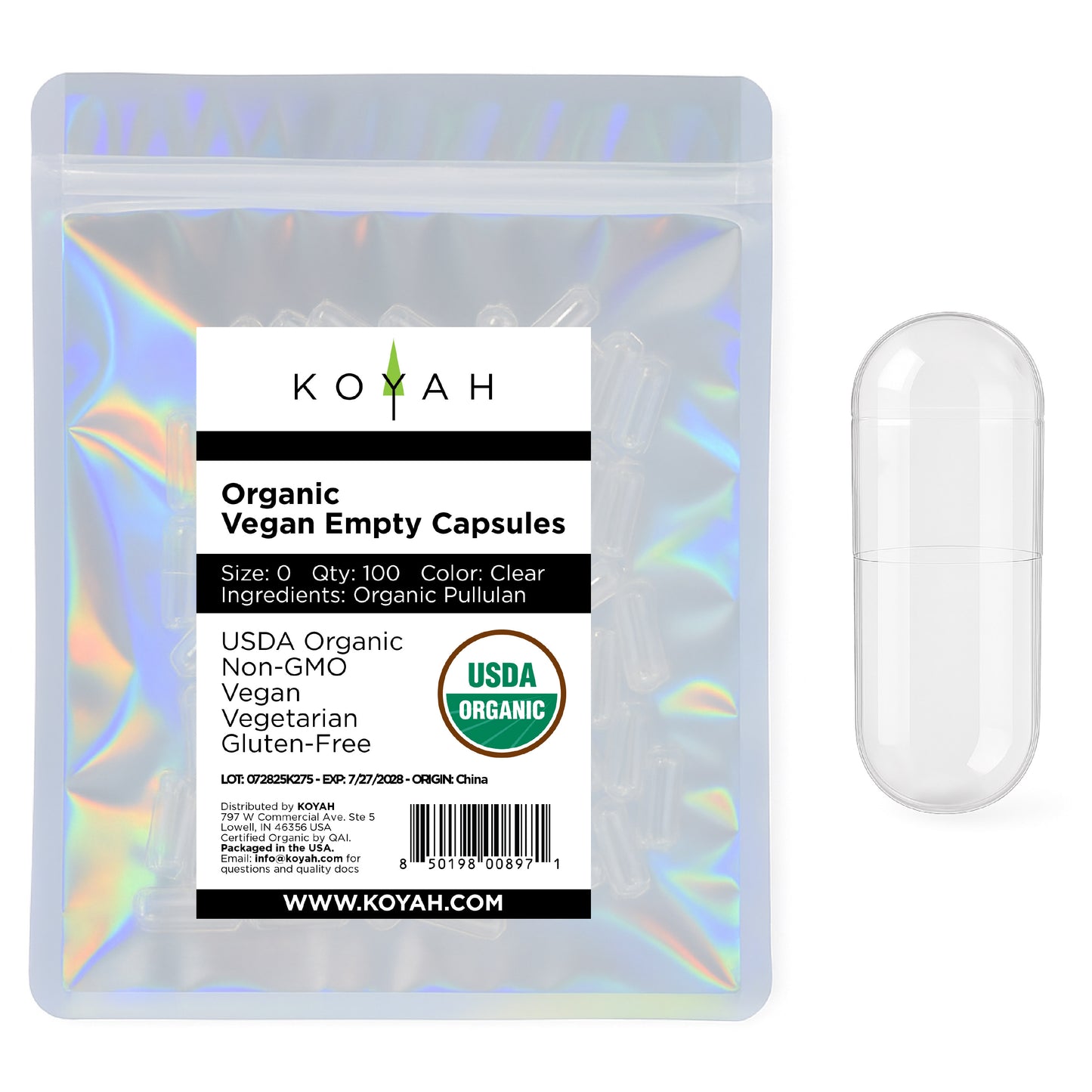 Certified Organic Empty Vegan Capsules
