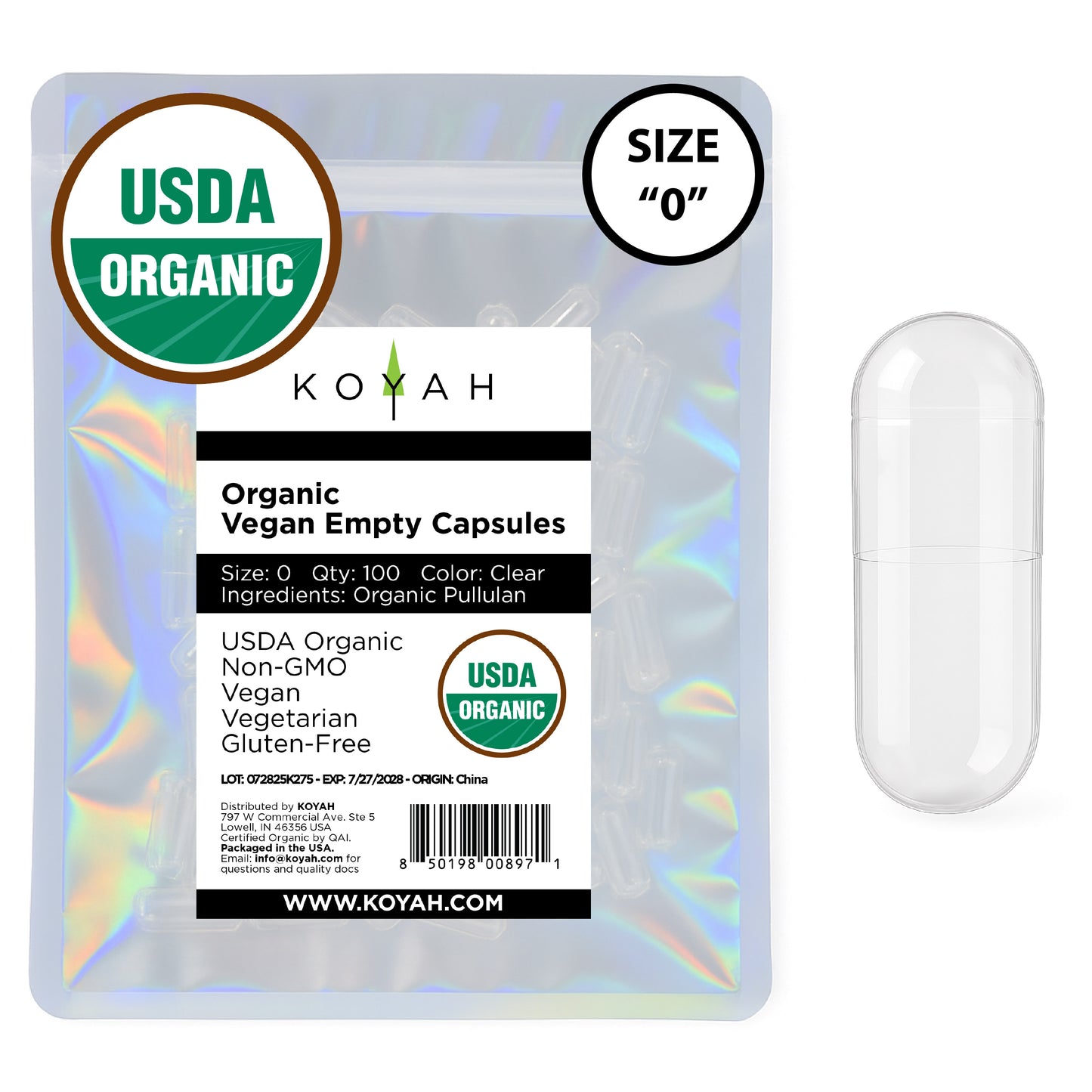 Certified Organic Empty Vegan Capsules
