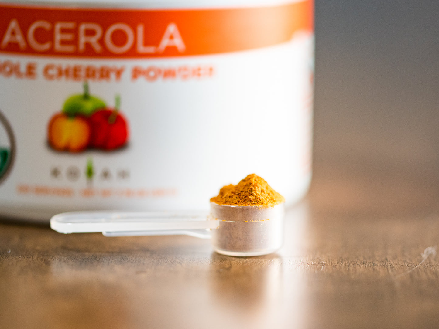 scoop of organic acerola powder