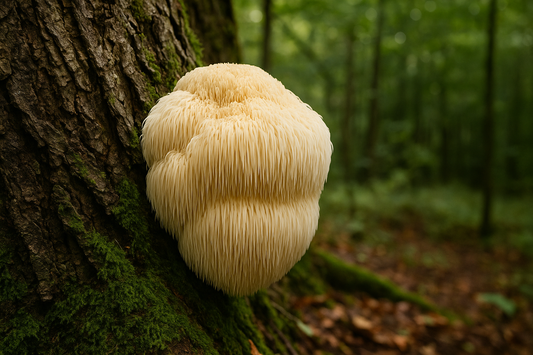 Lion's Mane mushroom growing in nature