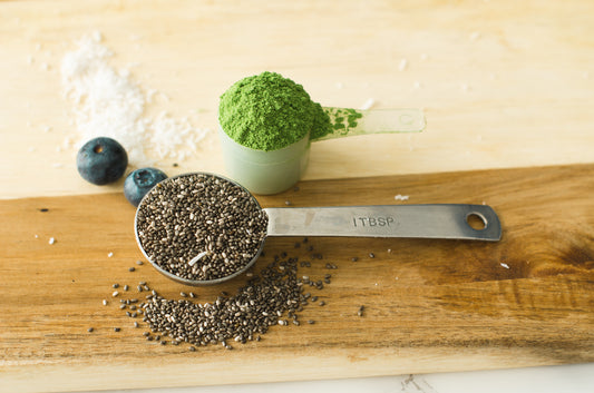 Chia seed pudding with a touch of kale