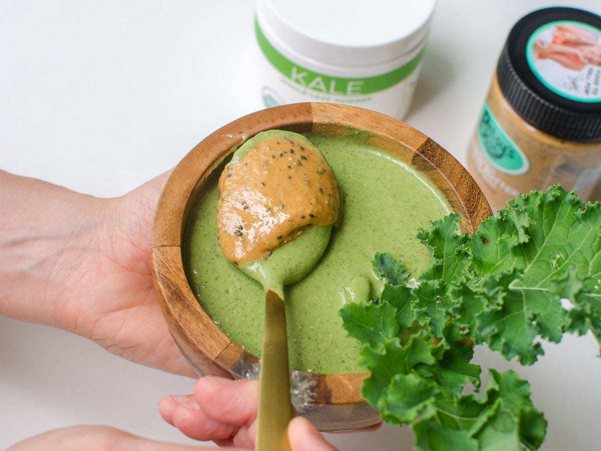 kale and cashew butter smoothie bowl