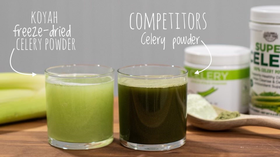 KOYAH Organic Freeze-Dried Whole Stalk Celery Powder vs. Competitors Celery Powder
