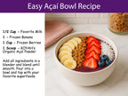Easy acai bowl recipe using KOYAH Organic Acai Powder — topped with banana, berries, and granola for a superfood breakfast