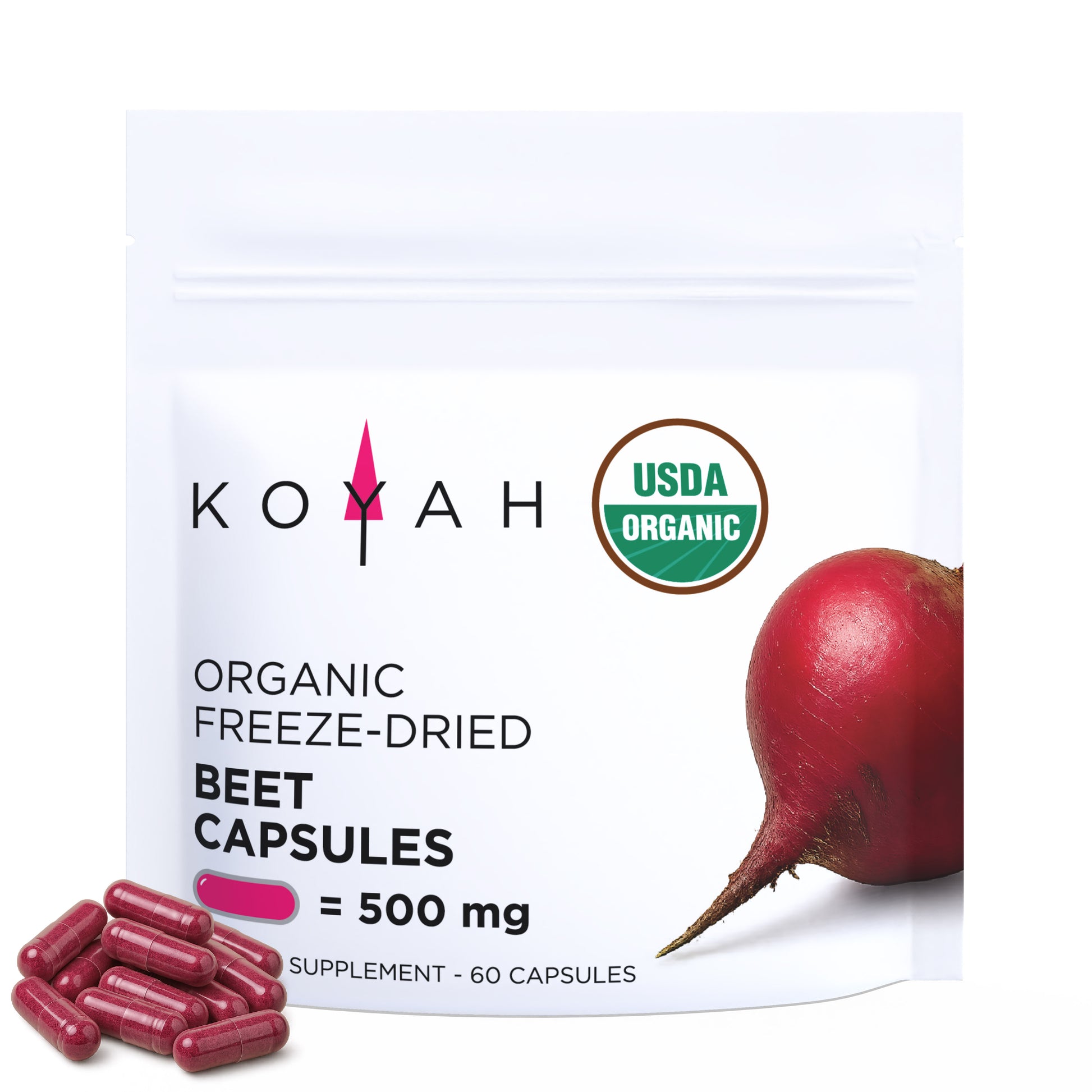Organic Beet Capsules — organic nitric-oxide beet capsules by KOYAH