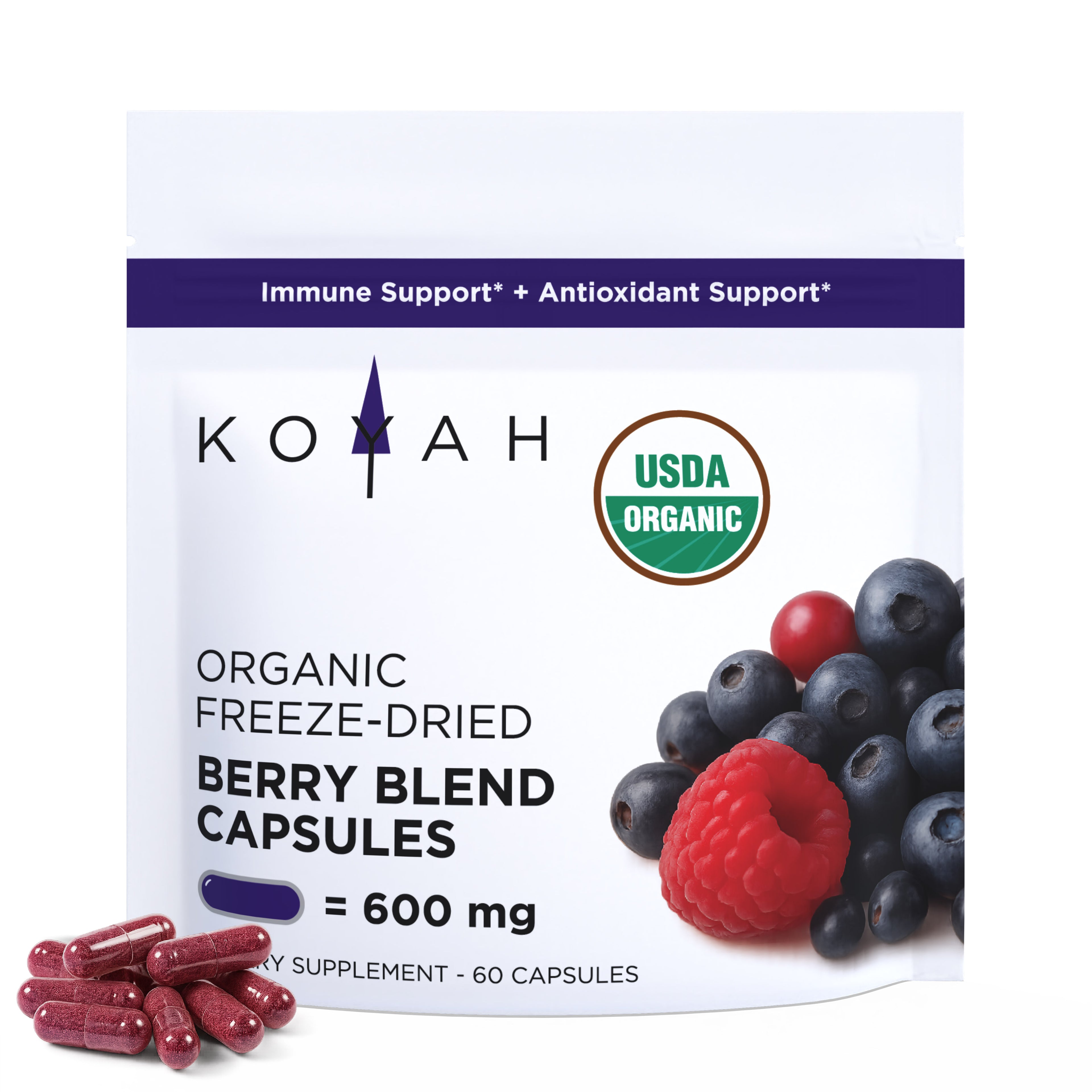 Organic Berry Blend Capsules — organic antioxidant berry blend capsules by KOYAH