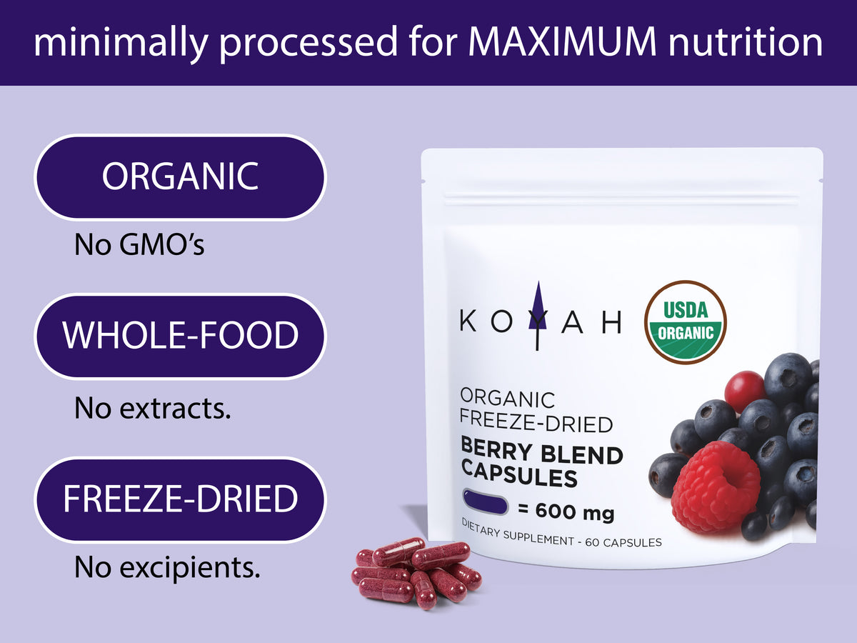Organic Berry Blend Capsules lifestyle rendering