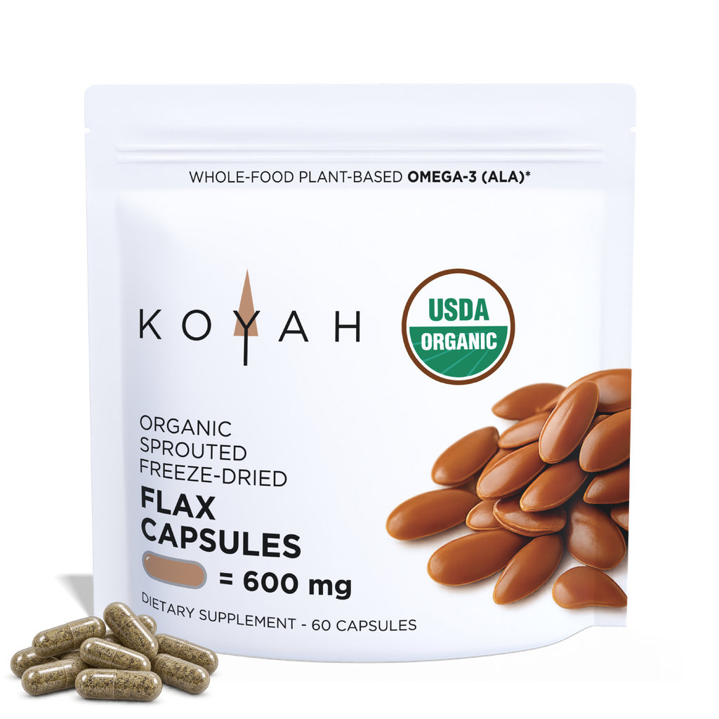 Organic Flax Seed Capsules Pacdora front with capsules