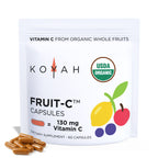 Front of KOYAH Organic Fruit-C whole food vitamin C capsules pouch, 60 count