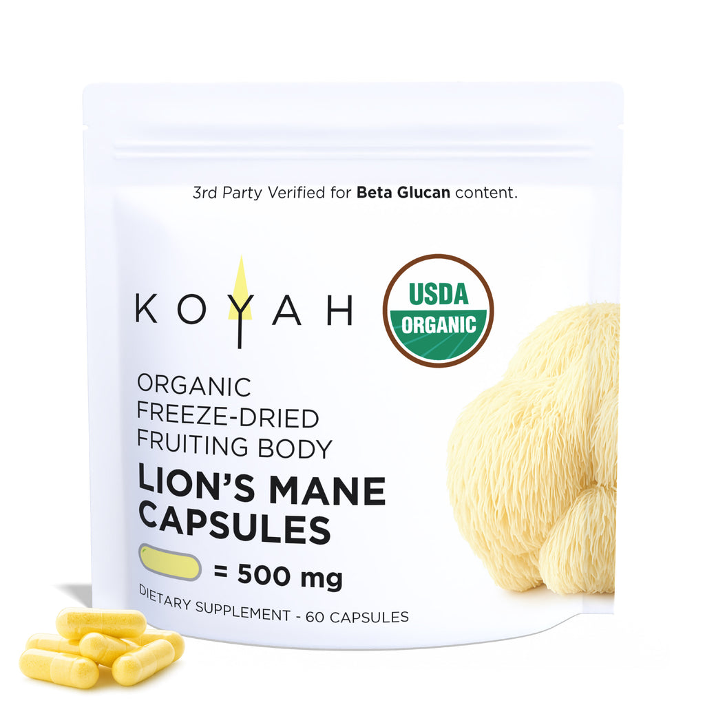 Organic Lion's Mane Capsules — organic cognitive-support lion's mane capsules by KOYAH