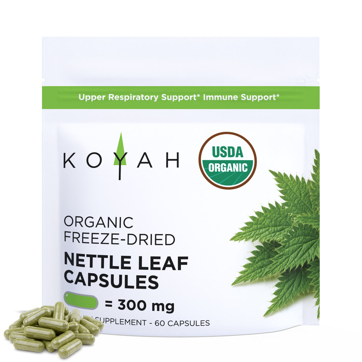 Organic Stinging Nettle Leaf Capsules — organic anti-inflammatory nettle leaf capsules by KOYAH