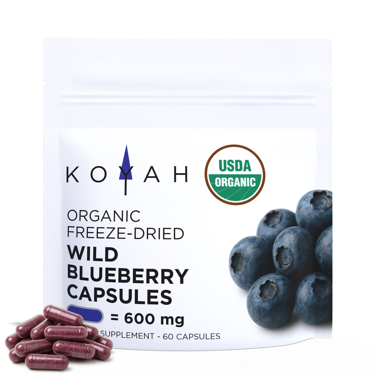 Organic Wild Blueberry Capsules — organic antioxidant wild blueberry capsules by KOYAH