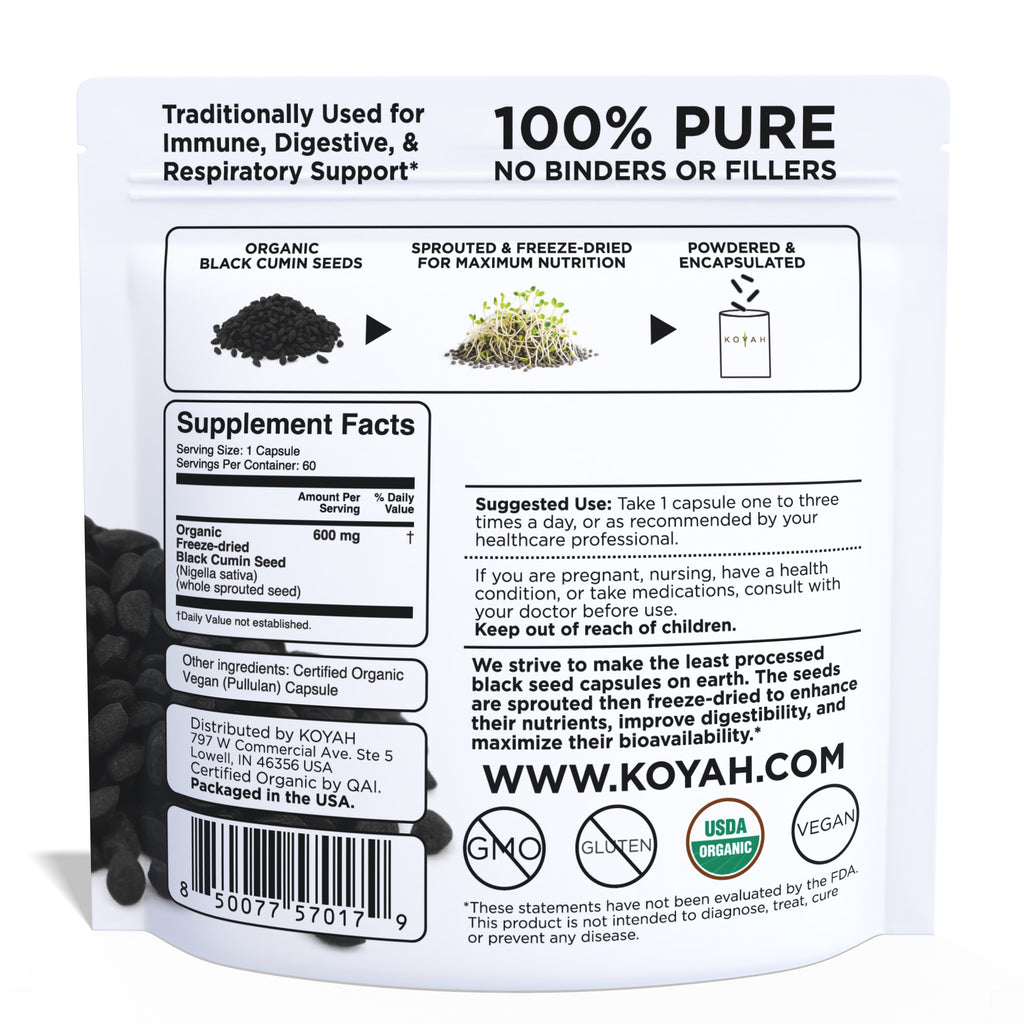 Organic Black Seed Capsules Pacdora back pouch