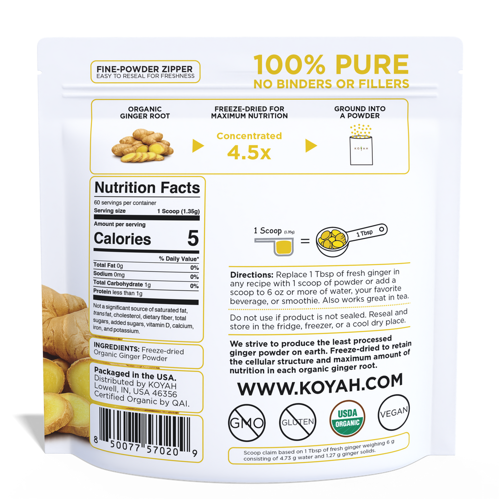 Organic Ginger Powder pouch back Pacdora