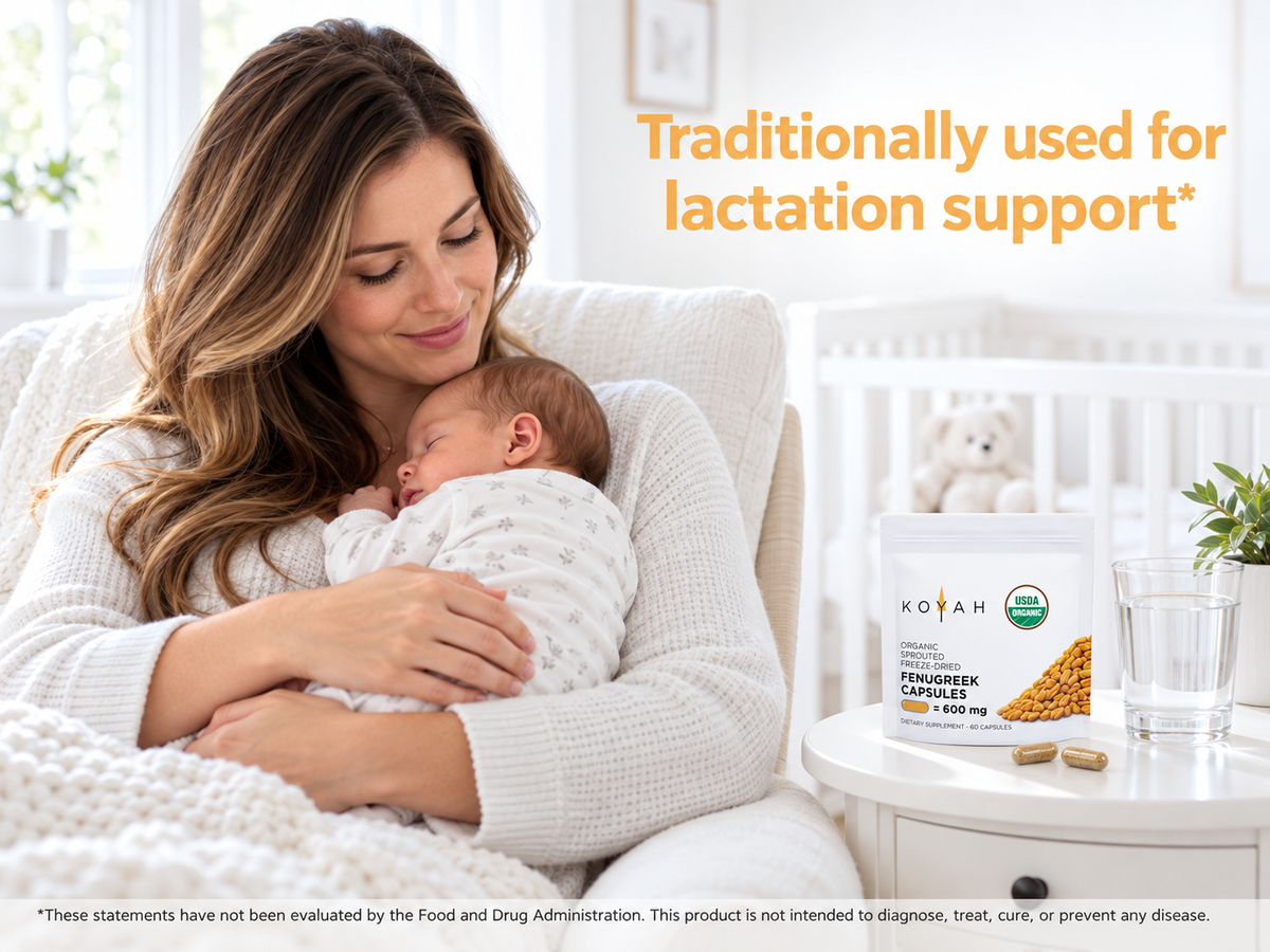 KOYAH Organic Fenugreek Sprout capsules for lactation support