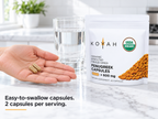 KOYAH Organic Fenugreek Sprout capsule size and pouch in hand