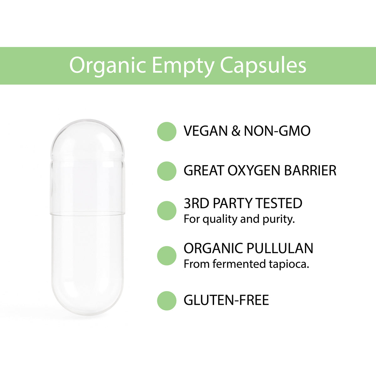 Organic empty capsule benefits — vegan, oxygen barrier, 3rd party tested