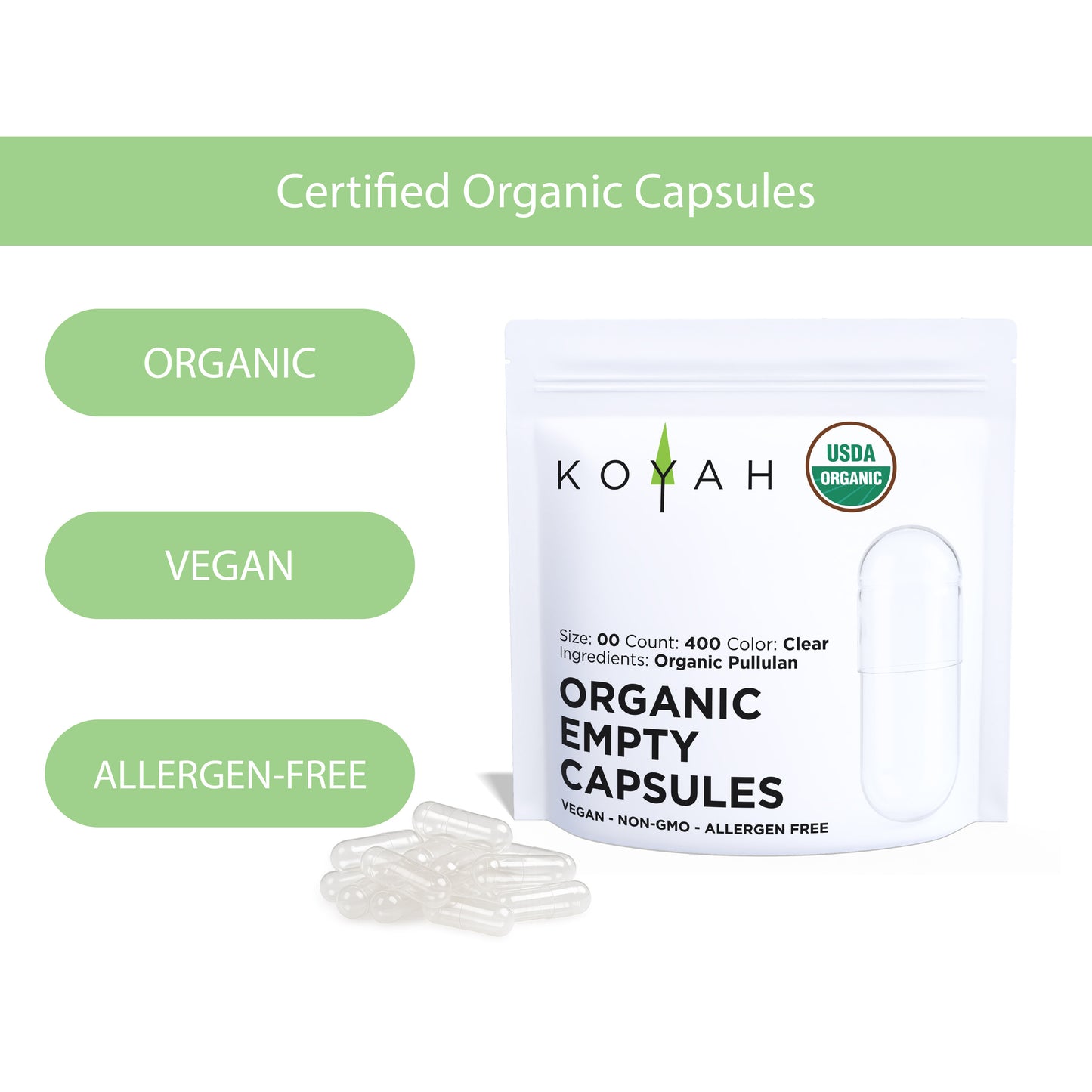 Certified Organic Capsules — organic, vegan, allergen-free
