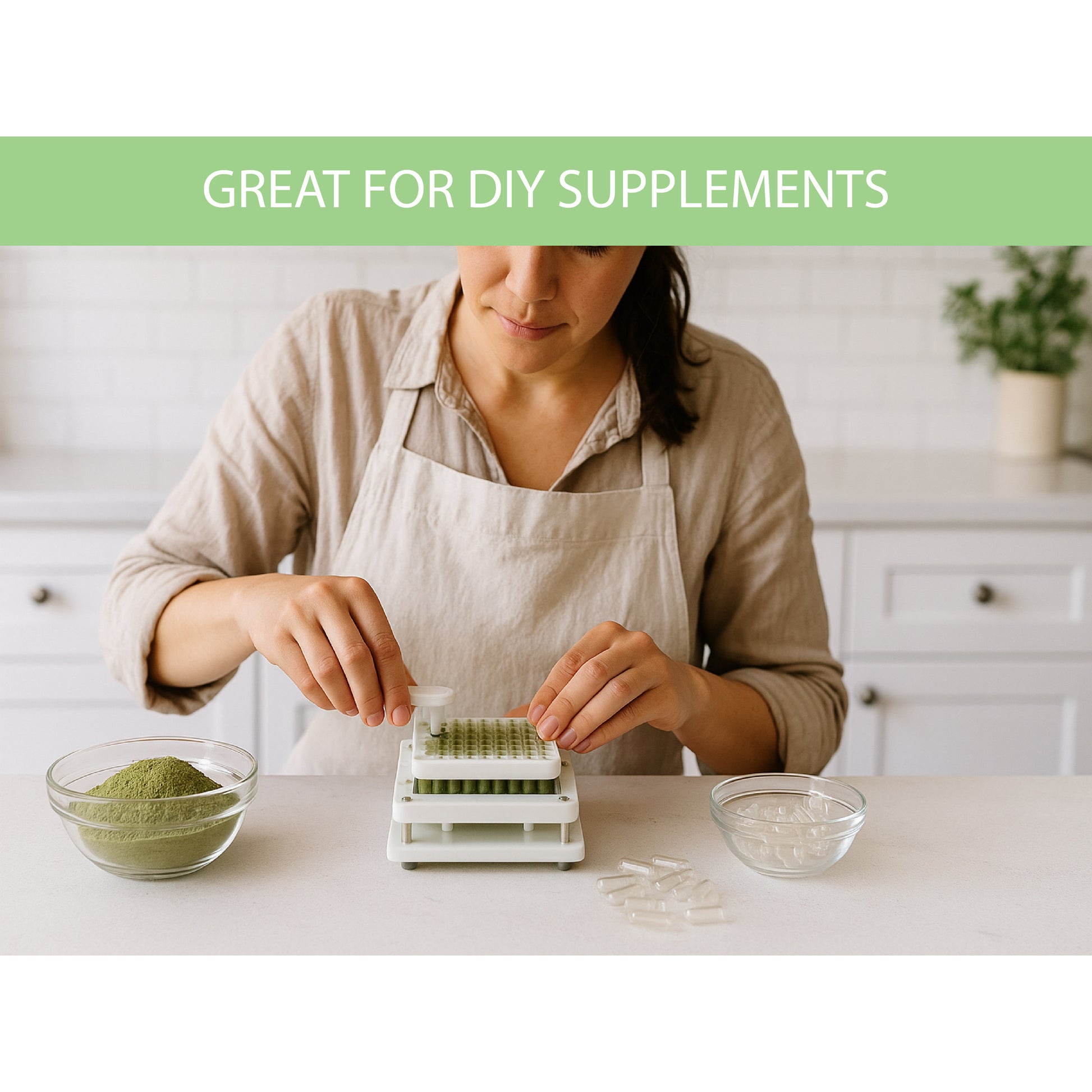 Great for DIY supplements — filling organic empty capsules at home