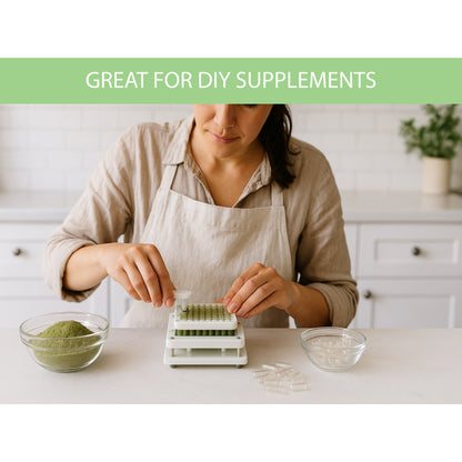 Great for DIY supplements — filling organic empty capsules at home