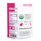 KOYAH Organic Beet Powder pouch back with nutrition facts