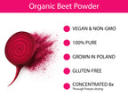 KOYAH Organic Beet Powder ingredient and product facts infographic