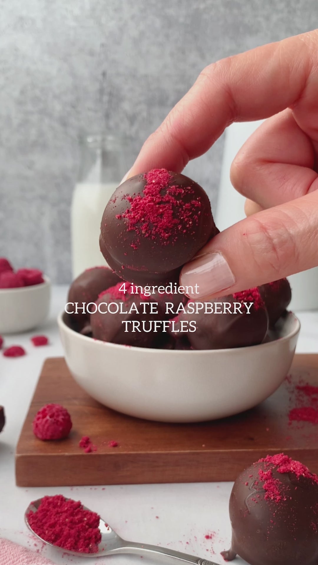 raspberry powder chocolate truffles