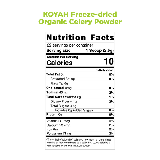 Organic Celery Powder Grown & Freezedried in the USA KOYAH
